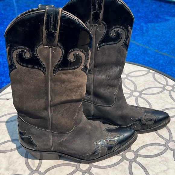 Vintage PARAGON Black Cowboy Boots Men’s Sz 8.5 Western Shoes Heeled Boot main image 4